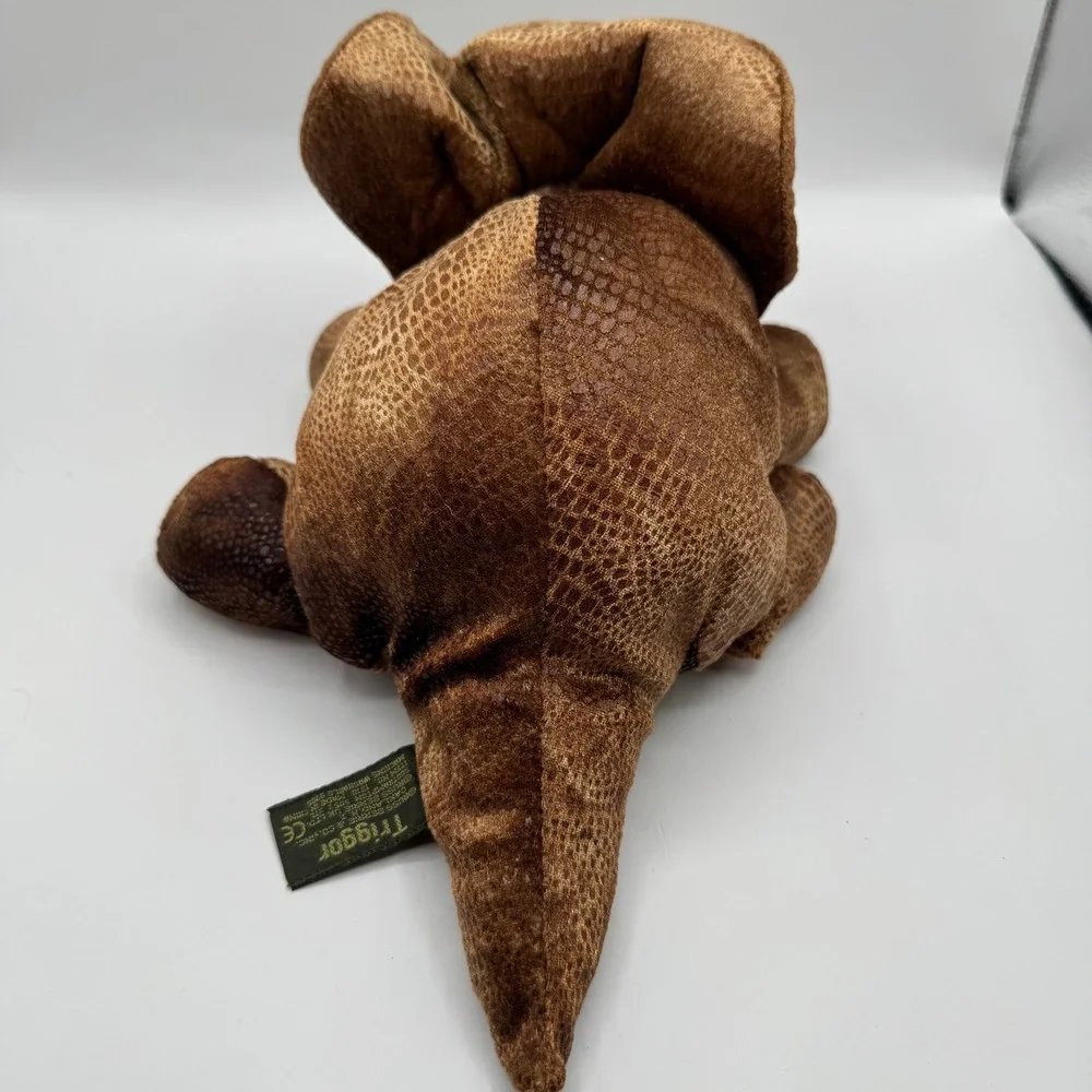 Russ Berrie Triggor Triceratops Plush 1996 Large Brown Scaled Texture Dinosaur